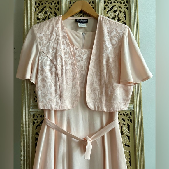 Vintage Be Smart Pink Summer  Maxi Dress With Bolero Jacket Set Wedding Party - Picture 2 of 12